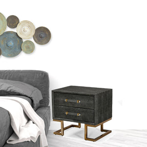 Homeroots 22" Gray Shagreen Two Drawer Nightstand   491591