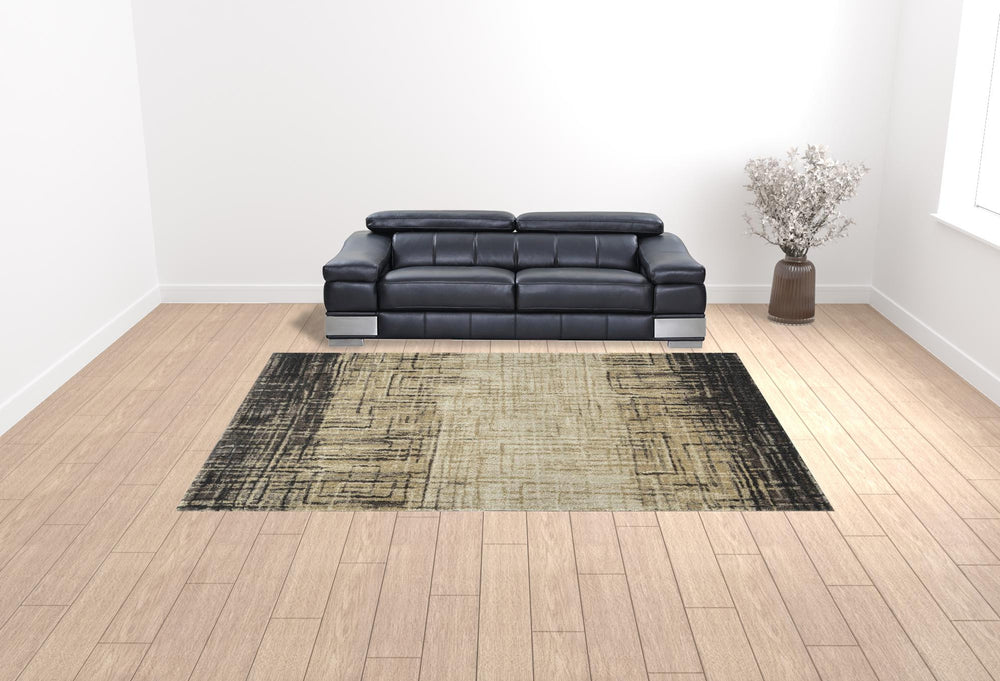 Homeroots 10' X 13' Brown Abstract Ombre Area Rug  Polypropylene 491596