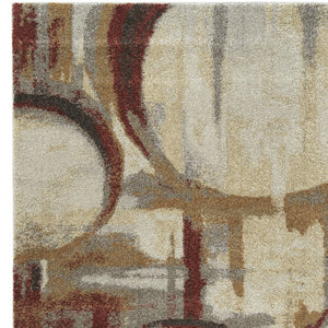 Homeroots 5' X 8' Brick Ivory And Gold Geometric Area Rug  Polypropylene 491598