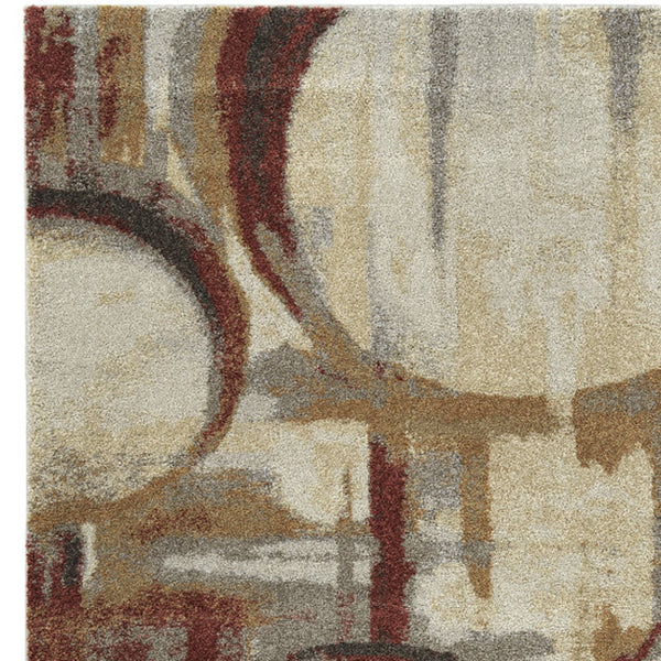 Homeroots 5' X 8' Brick Ivory And Gold Geometric Area Rug  Polypropylene 491598