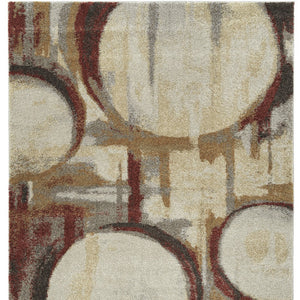 Homeroots 5' X 8' Brick Ivory And Gold Geometric Area Rug  Polypropylene 491598