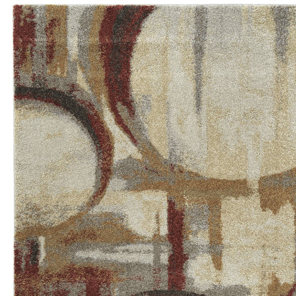 Homeroots 8' X 11' Brick Ivory And Gold Geometric Area Rug  Polypropylene 491599