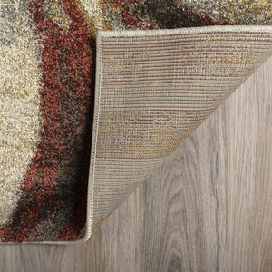 Homeroots 10' X 13' Brick Ivory And Gold Geometric Area Rug  Polypropylene 491600