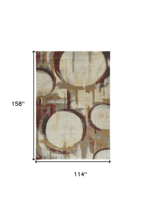 Homeroots 10' X 13' Brick Ivory And Gold Geometric Area Rug  Polypropylene 491600