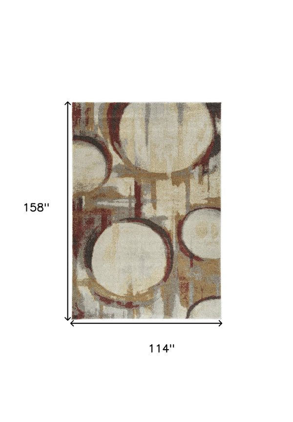 Homeroots 10' X 13' Brick Ivory And Gold Geometric Area Rug  Polypropylene 491600