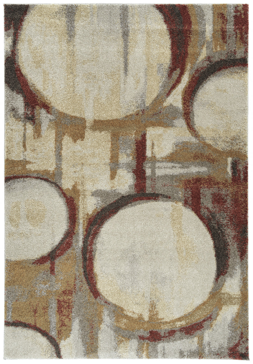 Homeroots 10' X 13' Brick Ivory And Gold Geometric Area Rug  Polypropylene 491600