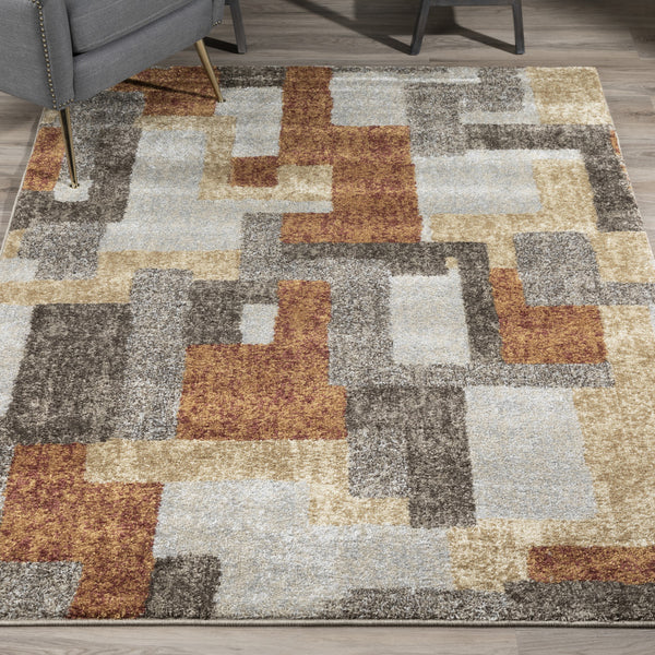 Homeroots 8' X 11' Grey And Brown Geometric Area Rug  Polypropylene 491607
