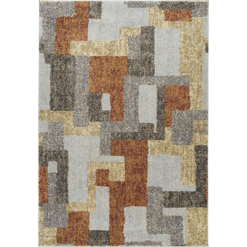 Homeroots 8' X 11' Grey And Brown Geometric Area Rug  Polypropylene 491607