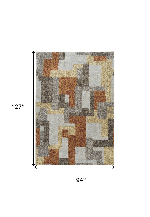 Homeroots 8' X 11' Grey And Brown Geometric Area Rug  Polypropylene 491607