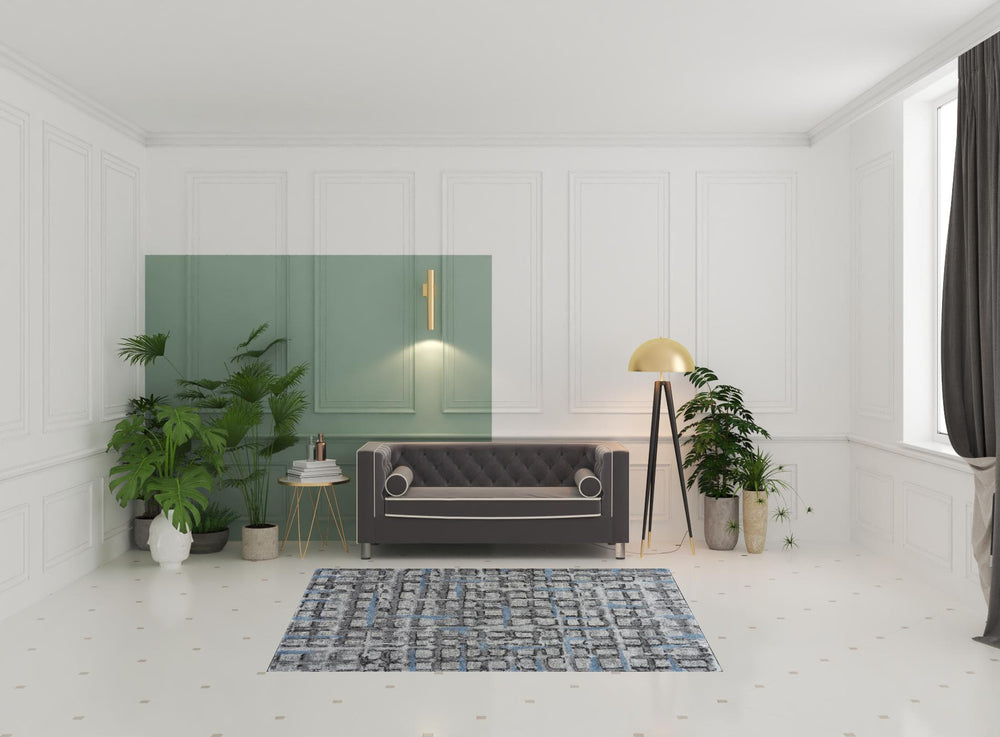 Homeroots 5' X 8' Grey Geometric Area Rug  Polypropylene 491610