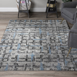 Homeroots 8' X 11' Grey Geometric Area Rug  Polypropylene 491611