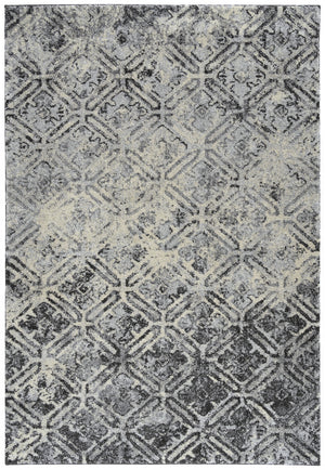 Homeroots 5' X 8' Grey Diamond Area Rug  Polypropylene 491614