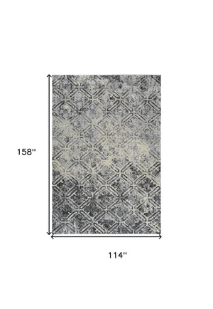 Homeroots 10' X 13' Grey Diamond Area Rug  Polypropylene 491616