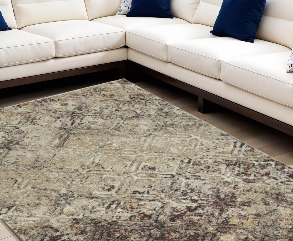 Homeroots 5' X 8' Brown Diamond Area Rug  Polypropylene 491618