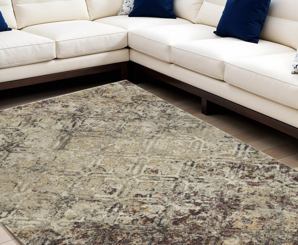 Homeroots 5' X 8' Brown Diamond Area Rug  Polypropylene 491618