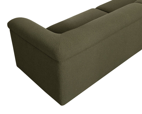 Sunpan Gladys Sofa - Contemporary Curved Design With Sturdy Wooden Frame In Chic Copenhagen Olive Fabric Green Fabric 111955