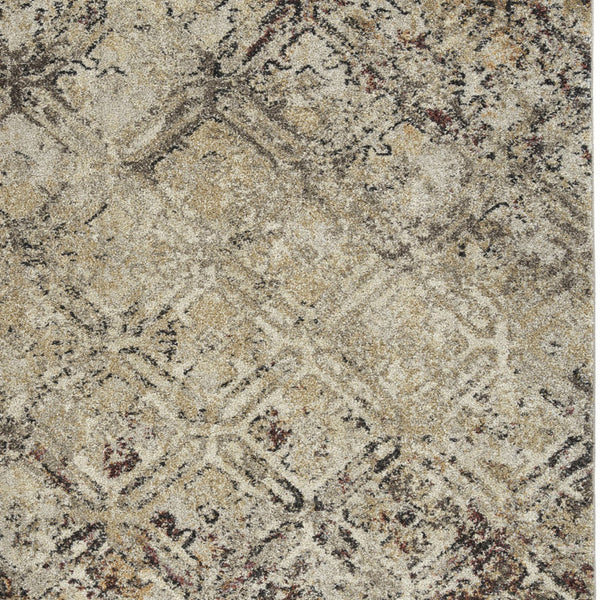 Homeroots 10' X 13' Brown Diamond Area Rug  Polypropylene 491620