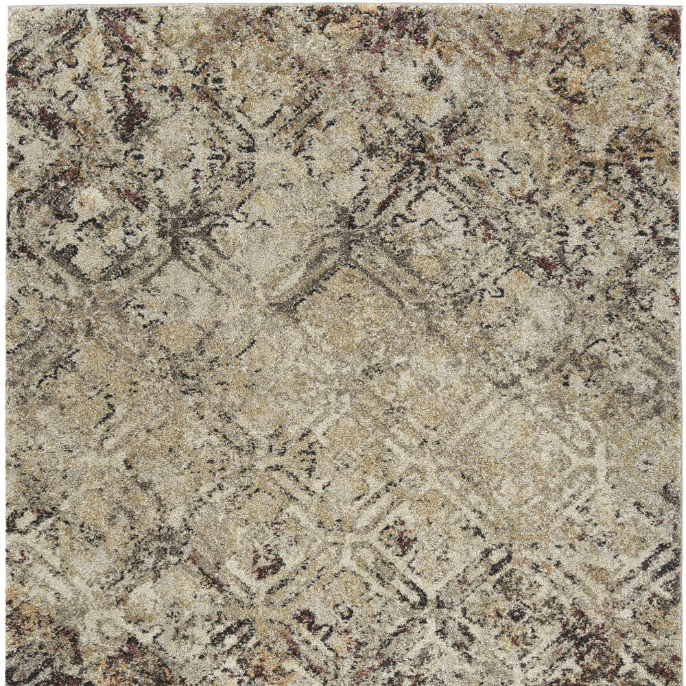 Homeroots 10' X 13' Brown Diamond Area Rug  Polypropylene 491620