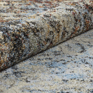 Homeroots 10' X 13'  Brown Light Blue And Gray Distressed Diamond Area Rug  Polypropylene 491624