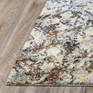 Homeroots 10' X 13'  Brown Light Blue And Gray Distressed Diamond Area Rug  Polypropylene 491624