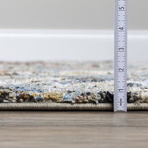 Homeroots 10' X 13'  Brown Light Blue And Gray Distressed Diamond Area Rug  Polypropylene 491624