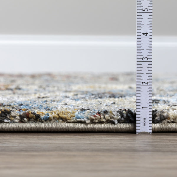 Homeroots 10' X 13'  Brown Light Blue And Gray Distressed Diamond Area Rug  Polypropylene 491624