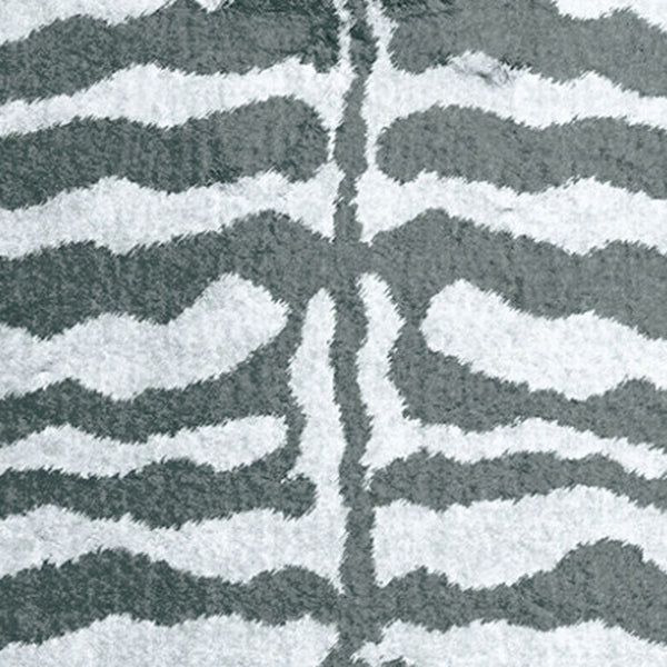 Homeroots 2' X 8' Grey Zebra Print Shag Handmade Non Skid Runner Rug  Polyester 491626