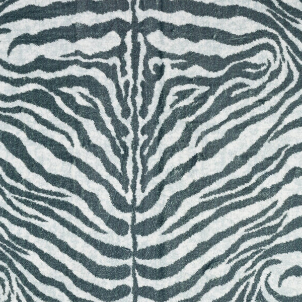 Homeroots 3' X 5' Grey Zebra Print Shag Handmade Non Skid Area Rug  Polyester 491627