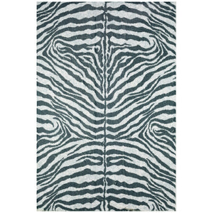 Homeroots 3' X 5' Grey Zebra Print Shag Handmade Non Skid Area Rug  Polyester 491627