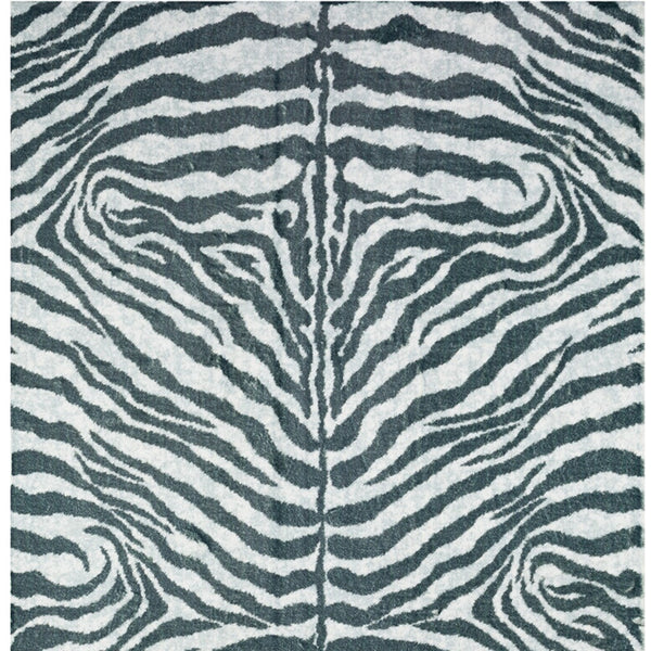 Homeroots 5' X 8' Grey Zebra Print Shag Handmade Non Skid Area Rug  Polyester 491628