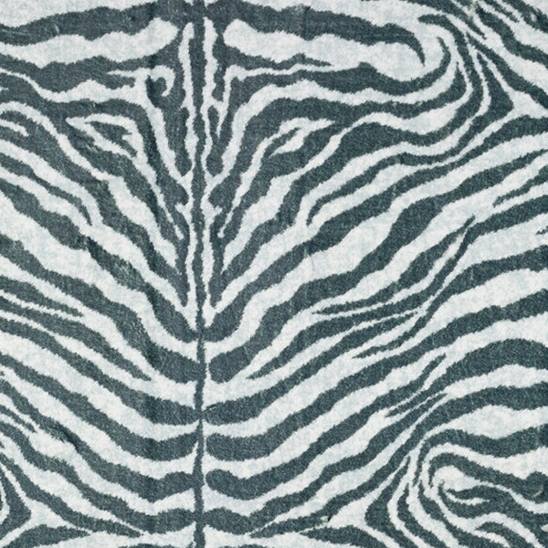 Homeroots 8' X 10' Grey Zebra Print Shag Handmade Non Skid Area Rug  Polyester 491629