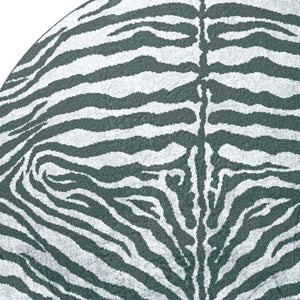 Homeroots 8' X 8' Grey Round Zebra Print Shag Handmade Non Skid Area Rug  Polyester 491630