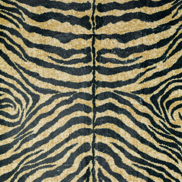 Homeroots 3' X 5' Black And Gold Animal Print Shag Handmade Non Skid Area Rug  Polyester 491633