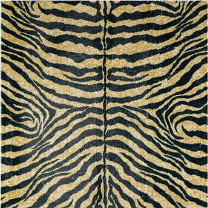 Homeroots 3' X 5' Black And Gold Animal Print Shag Handmade Non Skid Area Rug  Polyester 491633