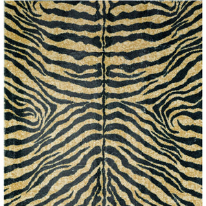 Homeroots 5' X 8' Black And Gold Animal Print Shag Handmade Non Skid Area Rug  Polyester 491634