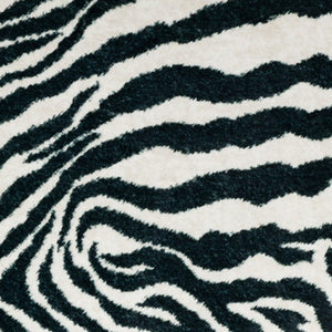 Homeroots 3' X 8' Black And White Zebra Print Shag Handmade Non Skid Runner Rug  Polyester 491638