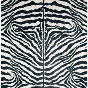 Homeroots 3' X 5' Black And White Zebra Print Shag Handmade Non Skid Area Rug  Polyester 491639