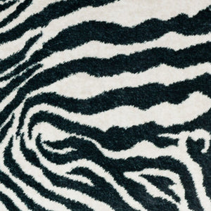 Homeroots 3' X 5' Black And White Zebra Print Shag Handmade Non Skid Area Rug  Polyester 491639