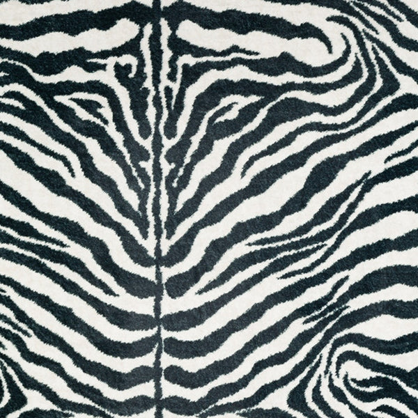 Homeroots 5' X 8' Black And White Zebra Print Shag Handmade Non Skid Area Rug  Polyester 491640