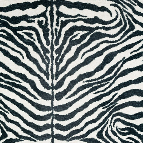 Homeroots 8' X 10' Black And White Zebra Print Shag Handmade Non Skid Area Rug  Polyester 491641