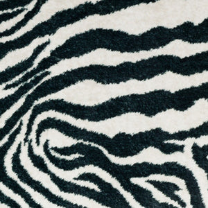 Homeroots 8' X 10' Black And White Zebra Print Shag Handmade Non Skid Area Rug  Polyester 491641