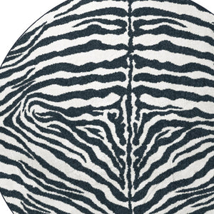 Homeroots 8' X 8' Black And White Zebra Print Round Shag Handmade Non Skid Area Rug  Polyester 491642