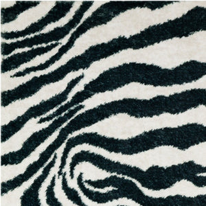 Homeroots 8' X 8' Black And White Zebra Print Round Shag Handmade Non Skid Area Rug  Polyester 491642