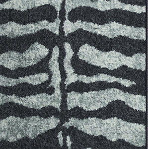 Homeroots 2' X 8' Black And Gray Zebra Print Shag Handmade Non Skid Runner Rug  Polyester 491644