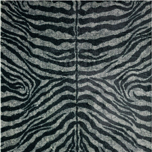 Homeroots 2' X 8' Black And Gray Zebra Print Shag Handmade Non Skid Runner Rug  Polyester 491644