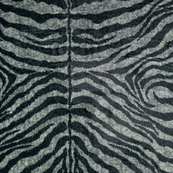 Homeroots 3' X 5' Black And Gray Zebra Print Shag Handmade Non Skid Area Rug  Polyester 491645