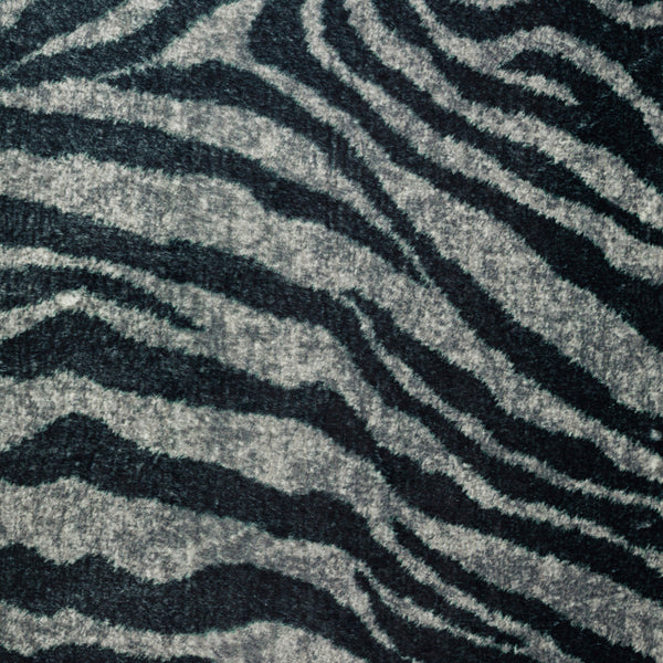 Homeroots 8' X 10' Black And Gray Zebra Print Shag Handmade Non Skid Area Rug  Polyester 491647