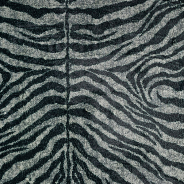 Homeroots 8' X 10' Black And Gray Zebra Print Shag Handmade Non Skid Area Rug  Polyester 491647