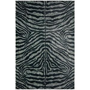 Homeroots 8' X 10' Black And Gray Zebra Print Shag Handmade Non Skid Area Rug  Polyester 491647