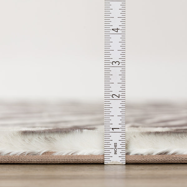 Homeroots 3' X 5' Mocha And Cream Zebra Print Shag Handmade Non Skid Area Rug  Polyester 491651